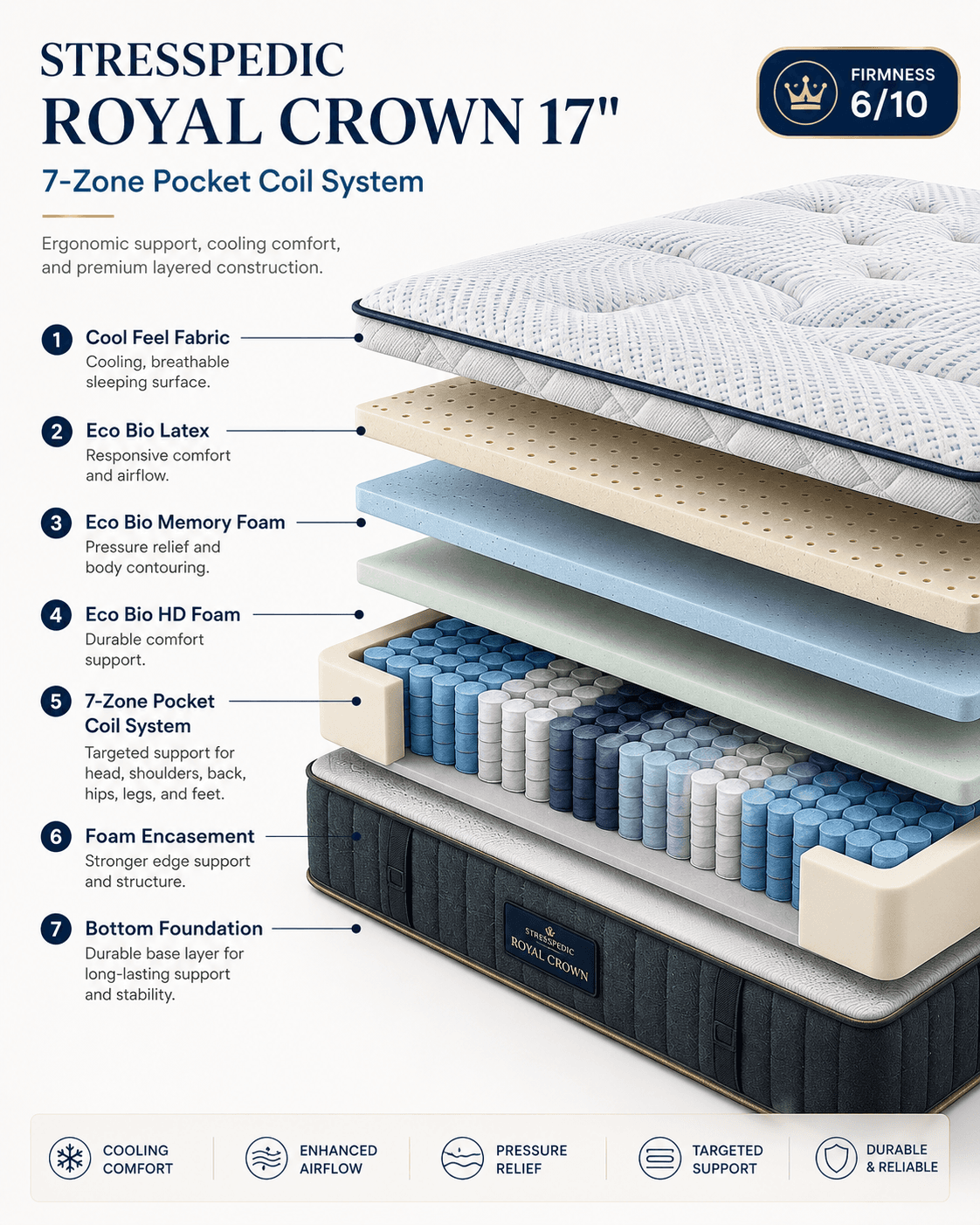 Stress Pedic Royal Crown 17″ — What's inside?